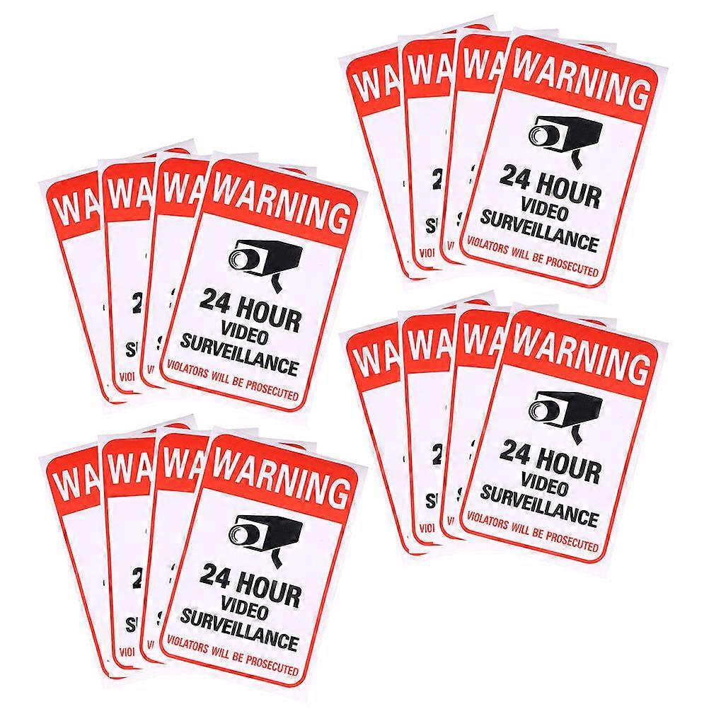 Video Surveillance Stickers for Warning with 40Pcs Red Adhesive Set
