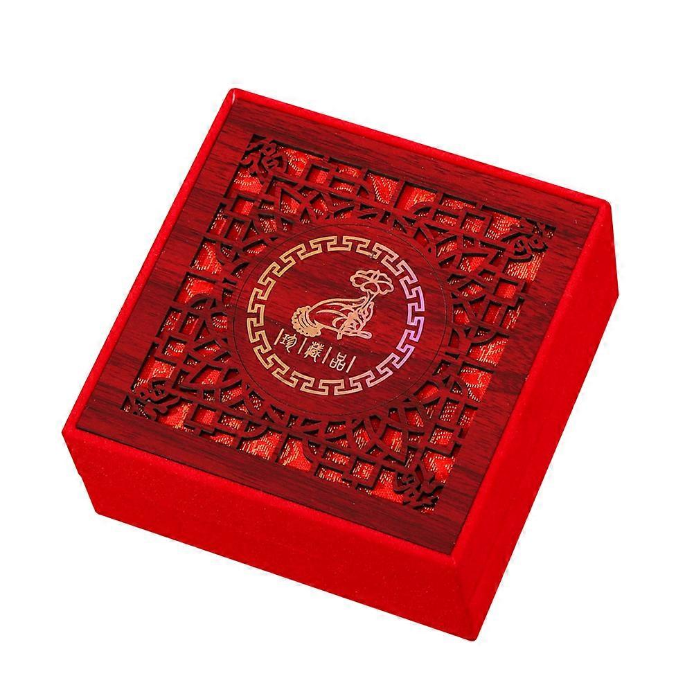 Wooden Packaging Box for Storage with Red Color and Lid