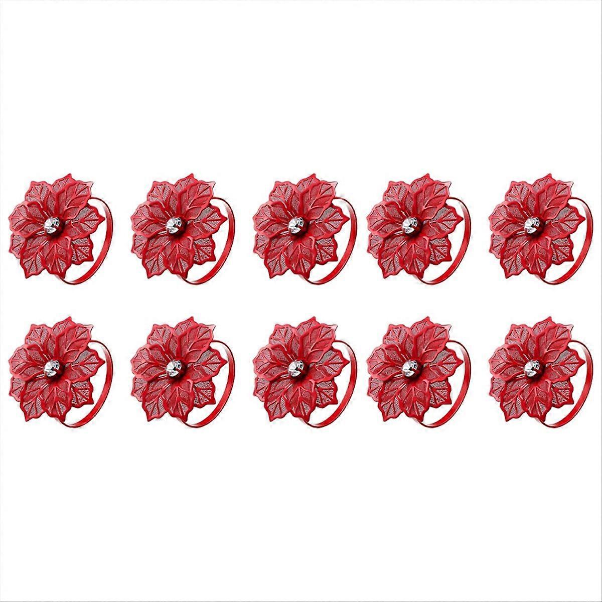 Napkin Ring Decor 10PCS for Napkin Holder Kitchen Decor, Red