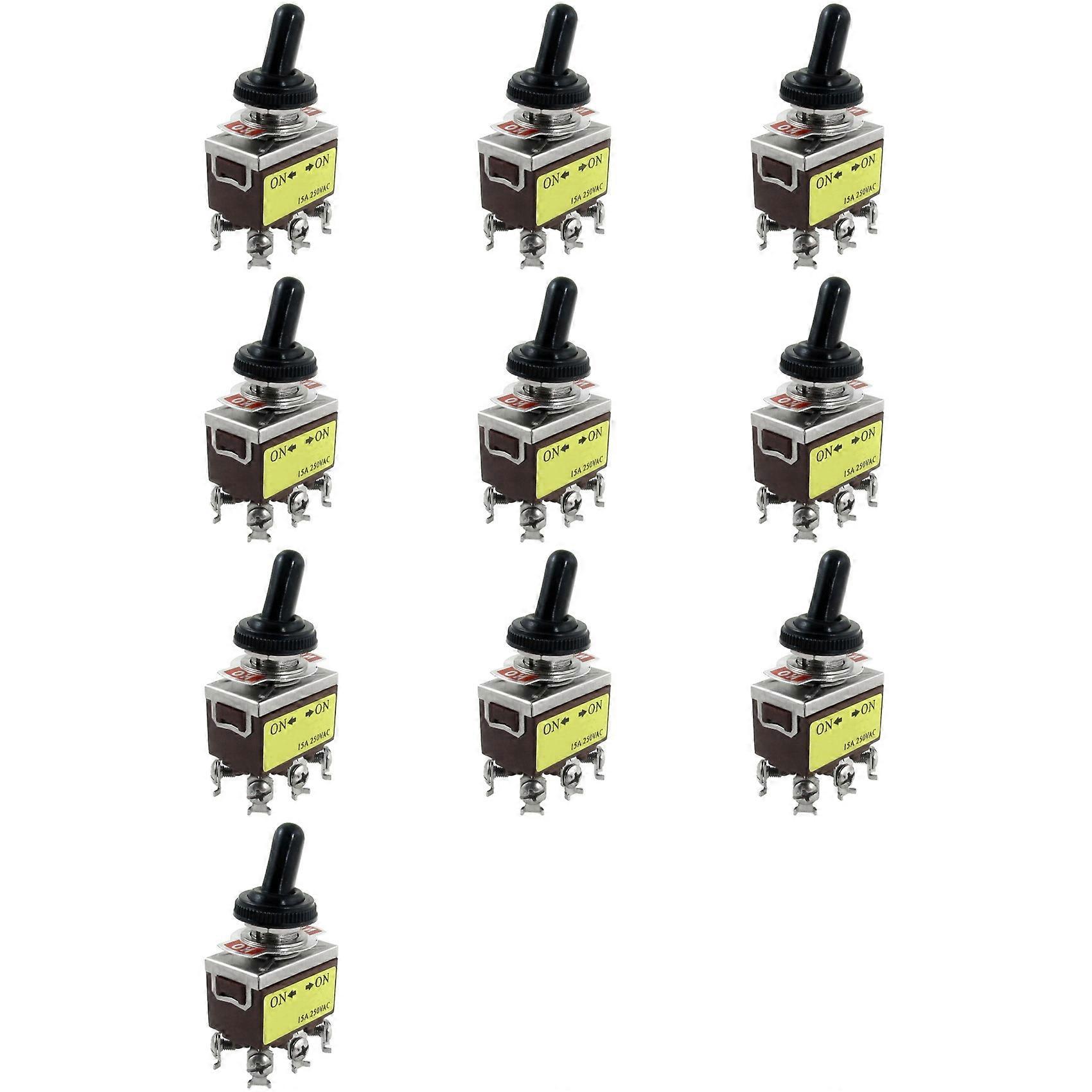 10X AC 250V 15A on/on 2 Position DPDT Toggle Switch with Waterproof Boot