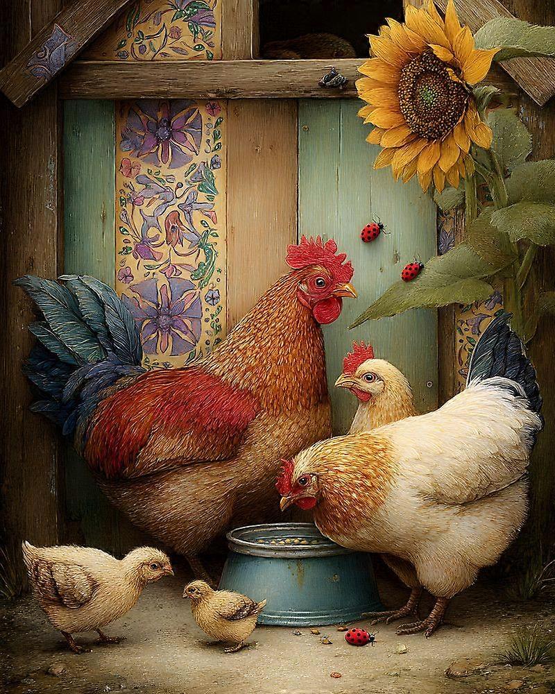 Rompecabezas de pollo y gallo V3614