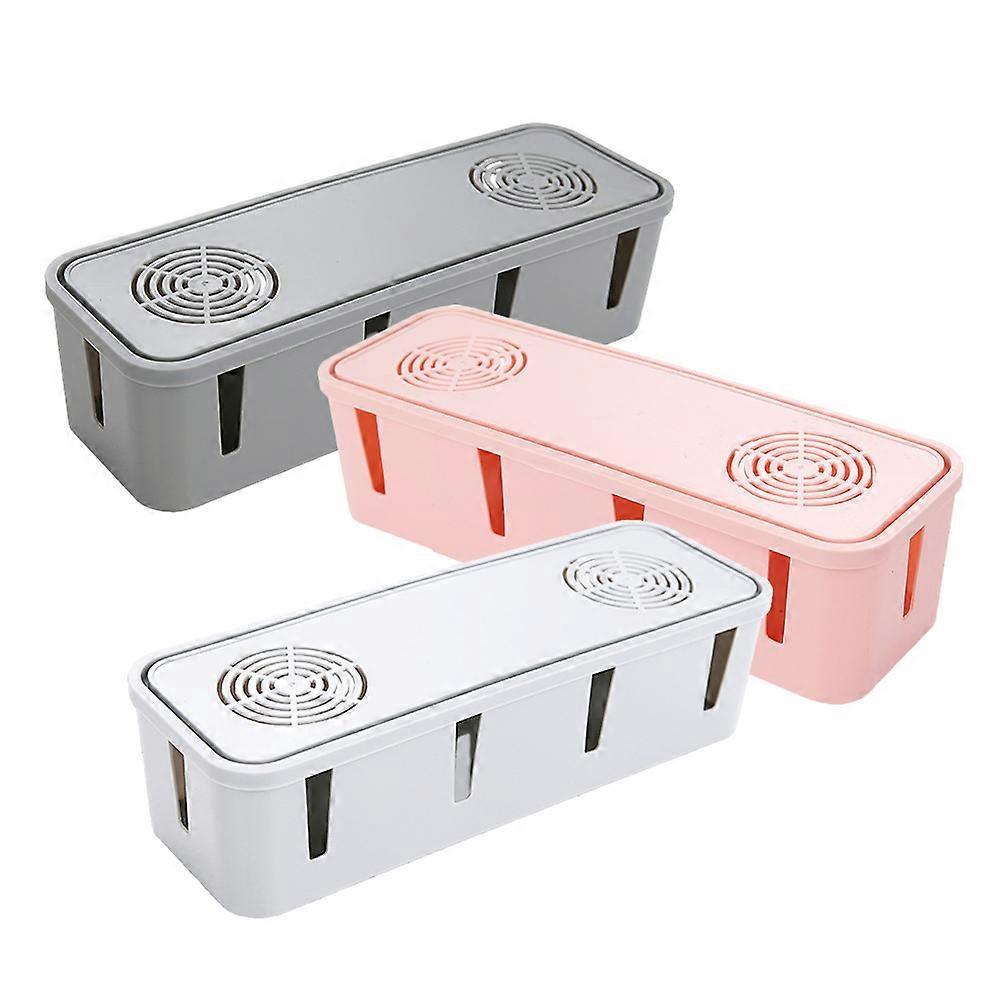 3pcs Office Wire Management Box Line Case Socket Cable Organizing Box for Desktop