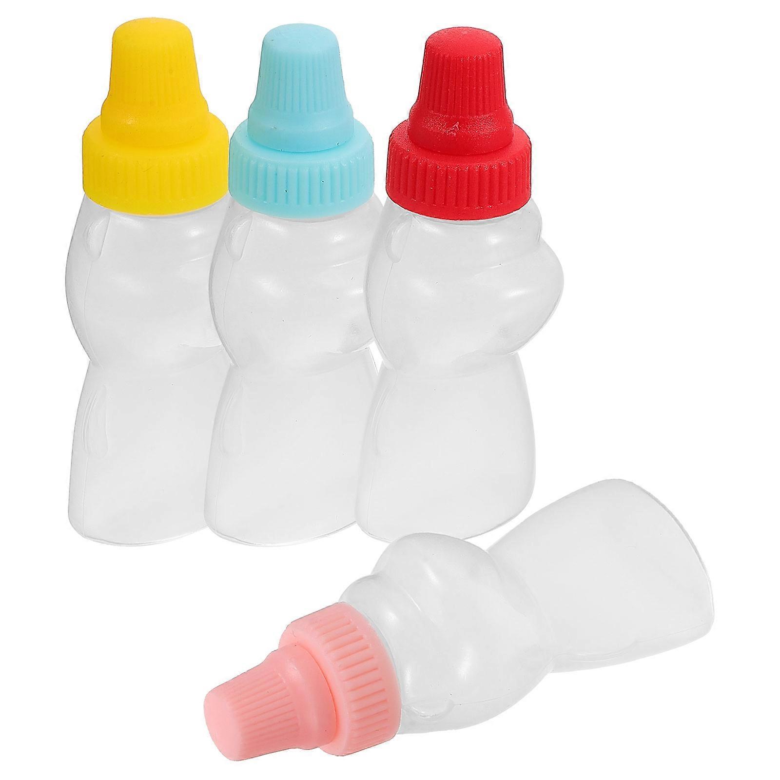 Mini Bear Condiment Bottles Refillable Vinegar Sauce Containers for Storage 4Pcs