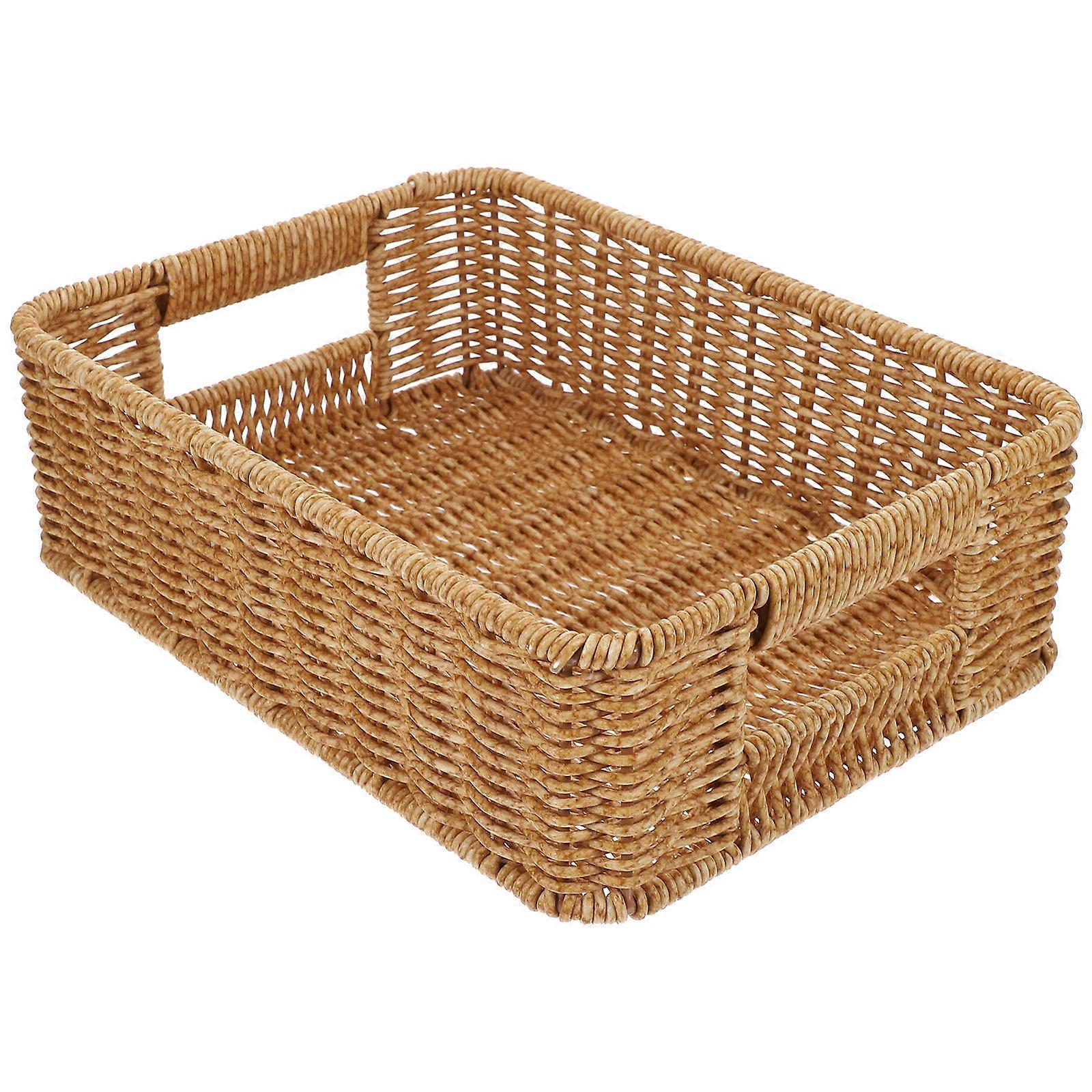 Rectangular Desk Basket For Housewives Kitchen Decor Organization Light Brown 1Set