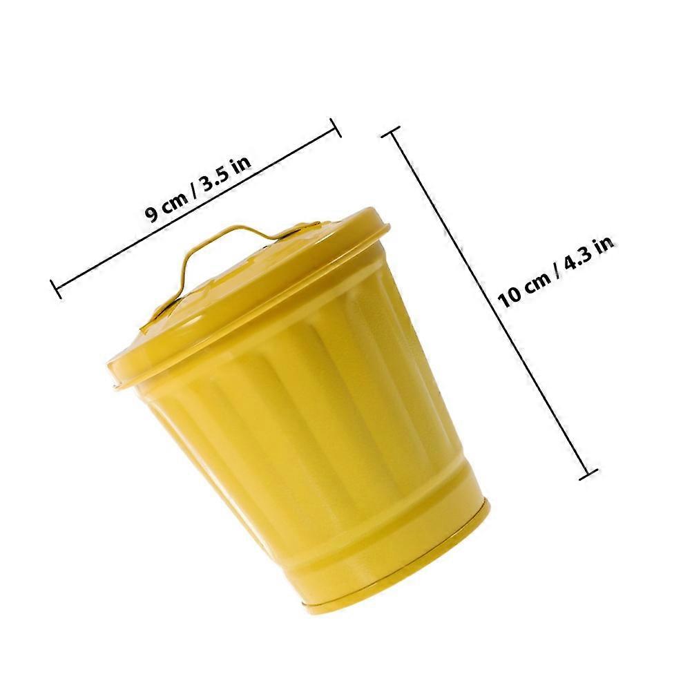 5Pcs Yellow Garbage Containers for Storage Use Mini Desktop Trash Holders