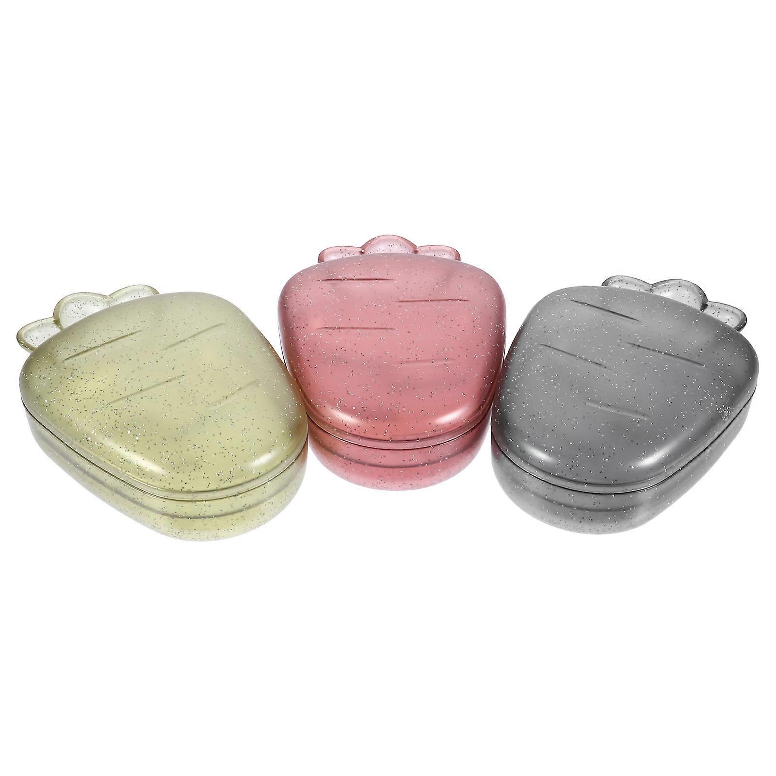 Creative Cartoon Soap Dish with Double Drain 3Pcs for Storage Assorted Color