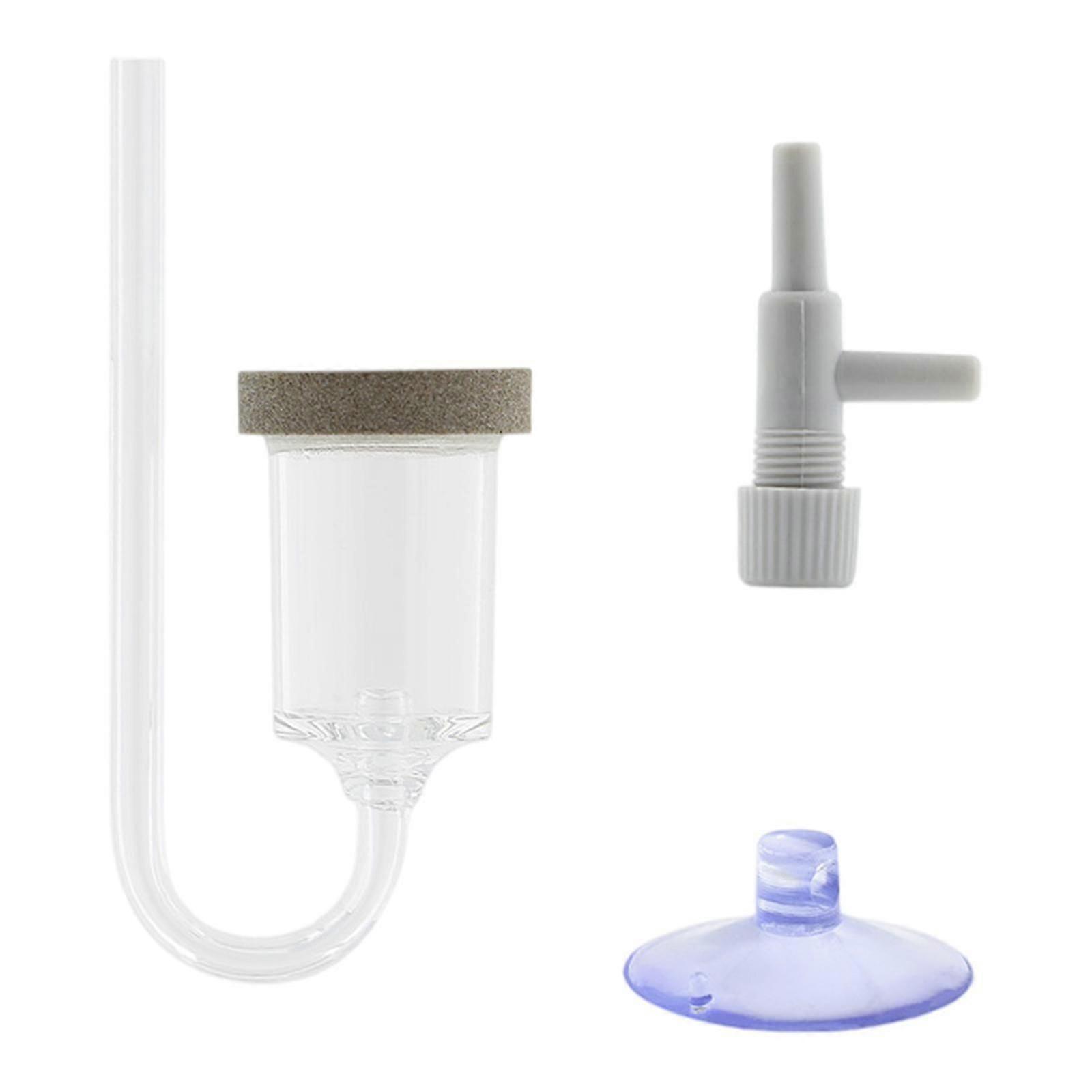 Mini Aquarium CO2 Diffuser Nano Gas Disk Suction Cup Kit Compressor Clear M
