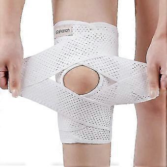 Galvaran knestøtte med sidestabilisatorer for meniskskader, knesmerter, acl, mcl, leddgikt, restitusjon, pustende, justerbar knestøtte - hvit