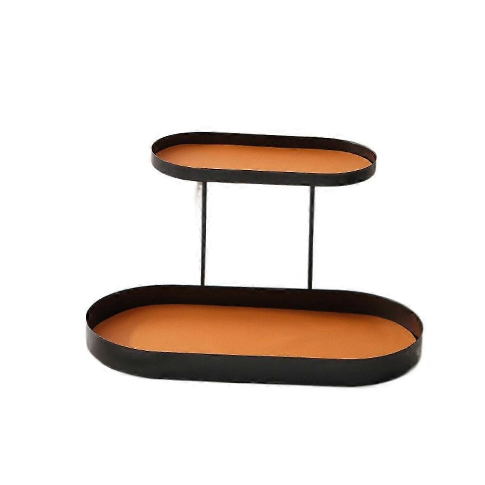 Multi-Function Iron Cosmetics Storage Rack Creative with Leather Cushion Bathroom Shelf Simple Double-layer Desktop Tray Candy