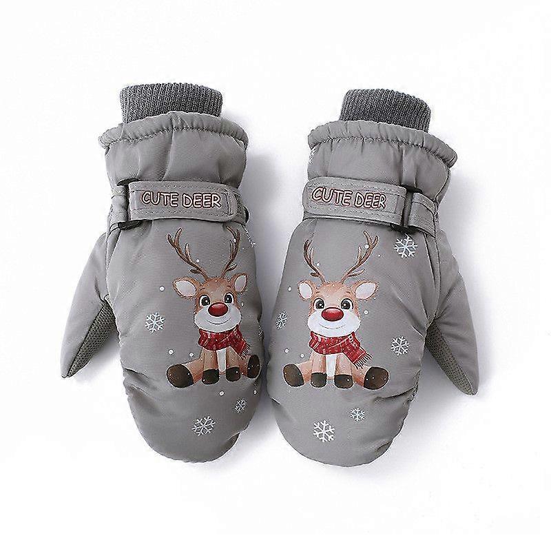 Winter Kinder Plüsch Verdickte Cartoon Handschuhe (grau) S Code
