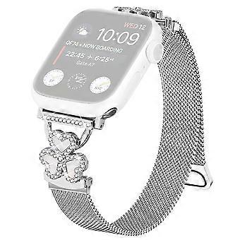 Correa milanesa plateada para Apple Watch Series 11 10 42 mm/ 9 8 7 41 mm/ SE3 SE2 SE 6 5 4 40 mm/ 3 2 1 38 mm con diseño de corazón y trébol