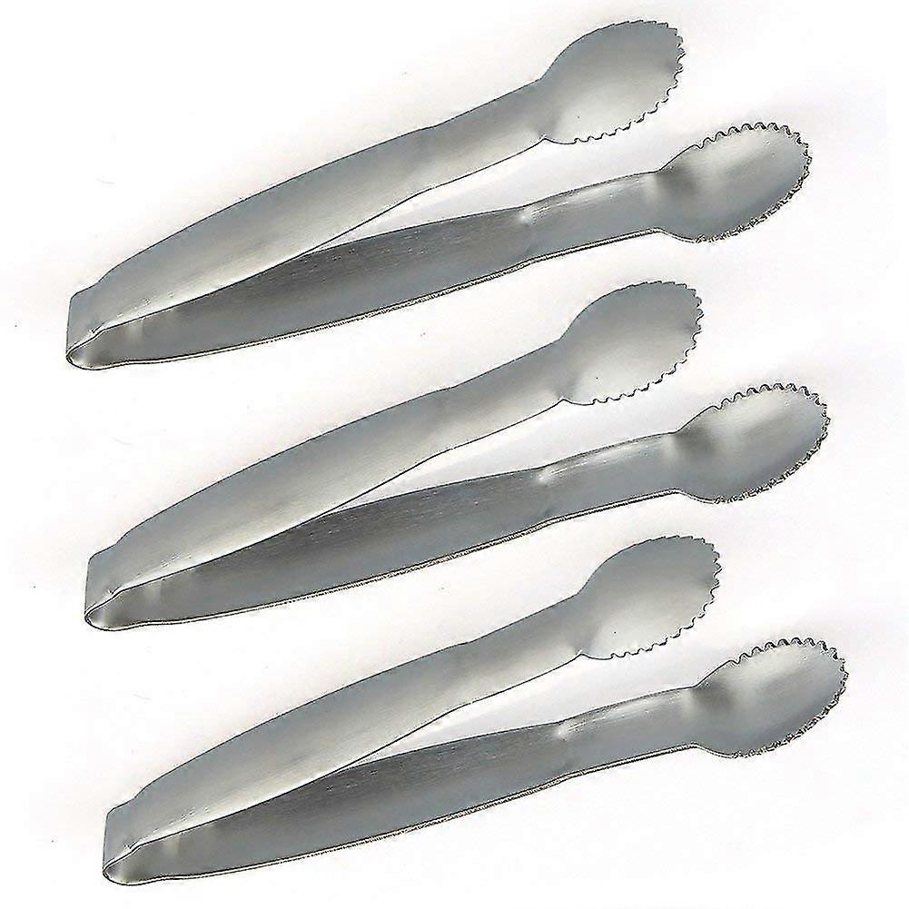 Mini mini de aço inoxidável de 4 polegadas servindo pinças com açúcar e gelo, conjunto de 3