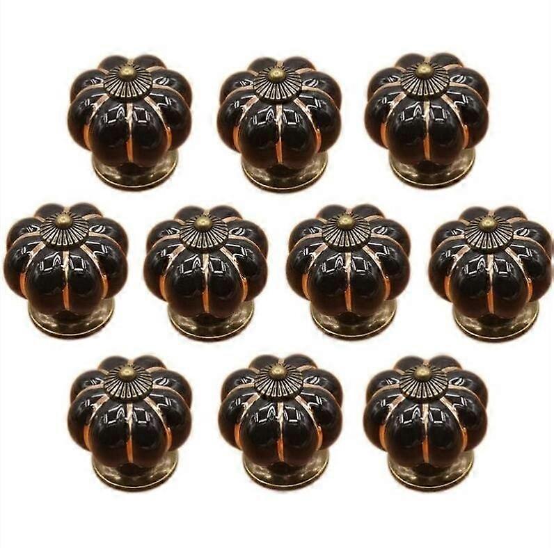 Dww-(Black) 10 Pcs Ceramic Drawer Knobs, Furniture Knobs for Kitchen Drawers and Cabinets