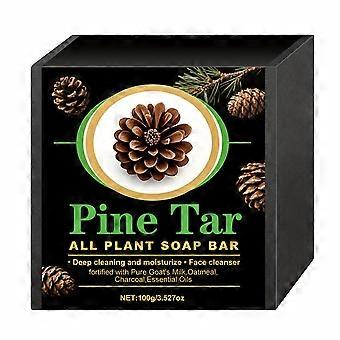 Talltjära-tvål för män, helt växtbaserad djuprengörande med eteriska oljor från getmjölk, havregrynskol, naturlig exfolierande kroppstvål, 100 g