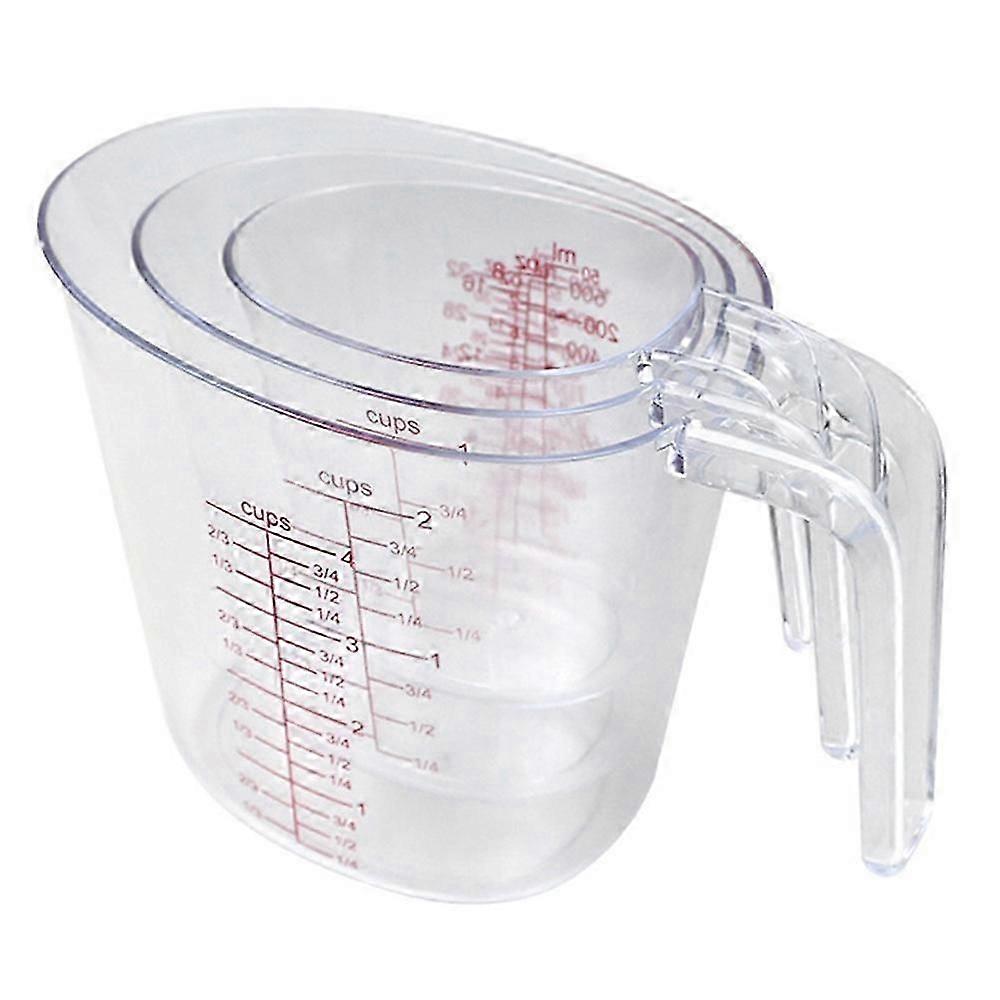 3Pcs / Set Measuring Cups Plastic Stackable Measuring Jugs with Handle Kitchen Tool 26-27
