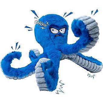 Blue Plush Octopus Dog Toy with Squeaker and Crinkle, Interactive Chew Toy for Small, Medium, Large Dogs, Battery-Free