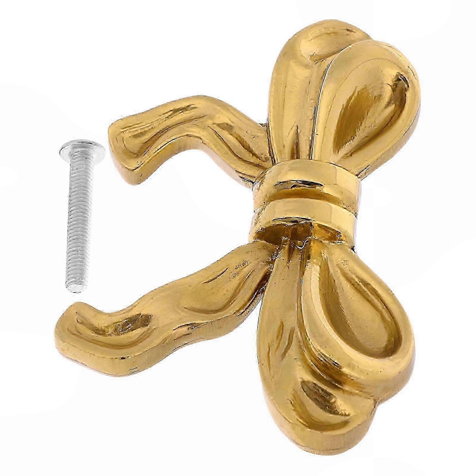 Copper Material Golden Bow Drawer Pull Handle Knobs for Dressers, 5Pcs