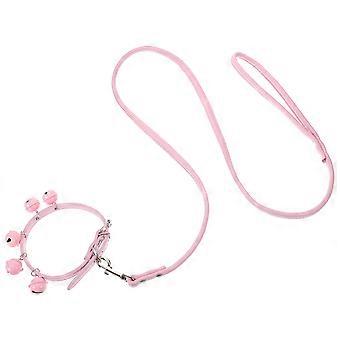 Dog Collar Pulling Rope Leash with Bell for Pets Pink