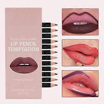 12 cores Crayon Matte Longwear lápis de lábios, lápis de contorno labial, impermeável de longa duração nude lipgloss lip stain kit