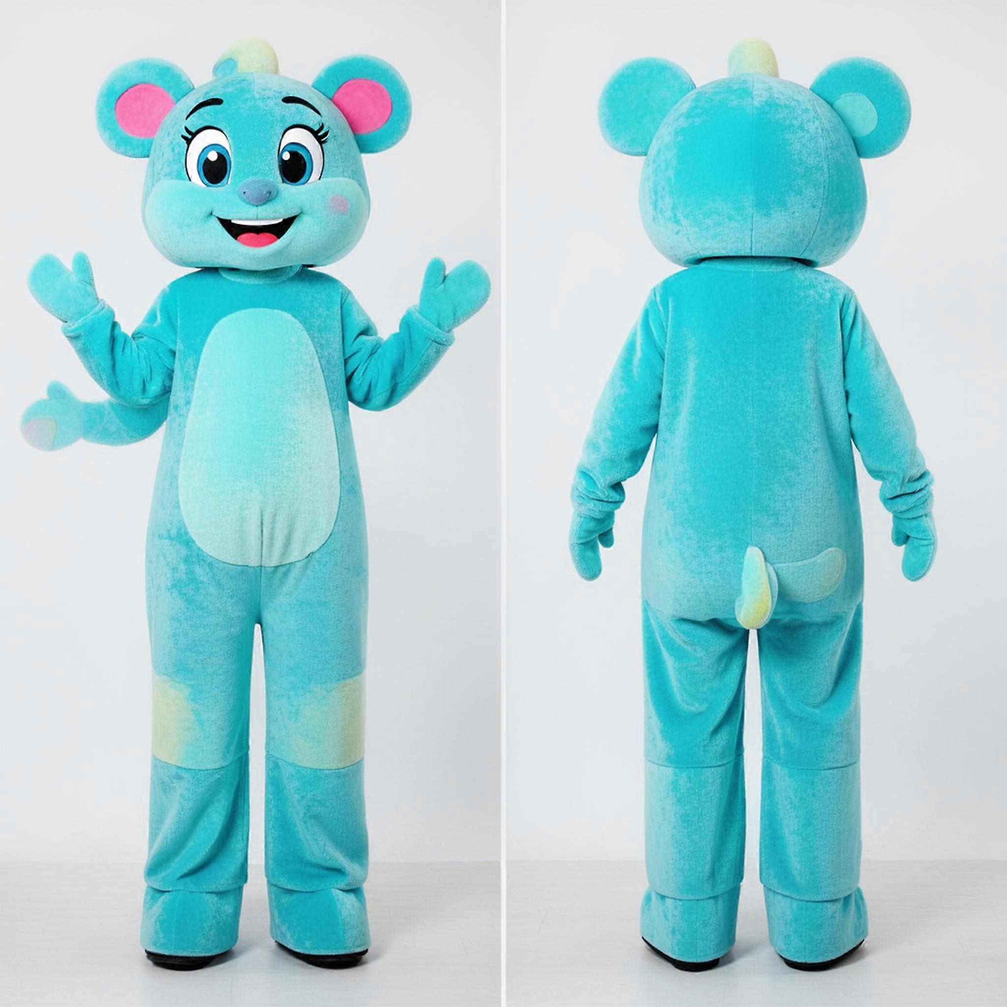 MASTICOT Cyan Smiling Stilt Walker Mascot