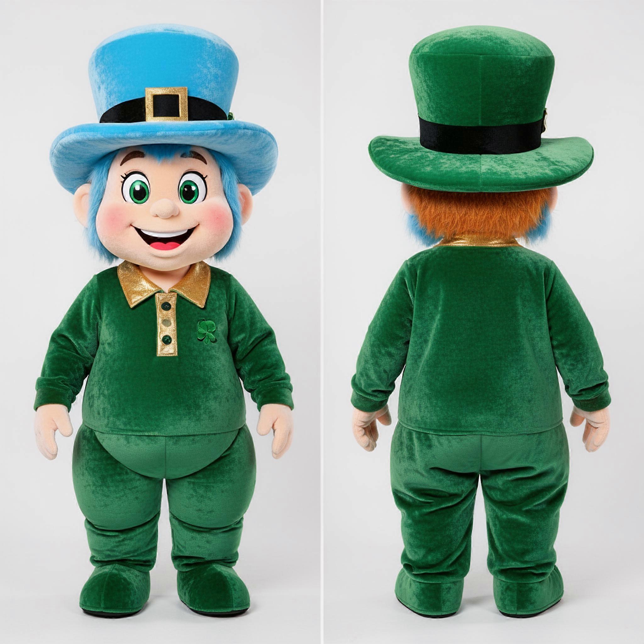 MASTICOT Emerald Green Broad Shouldered Leprechaun Hat Mascot