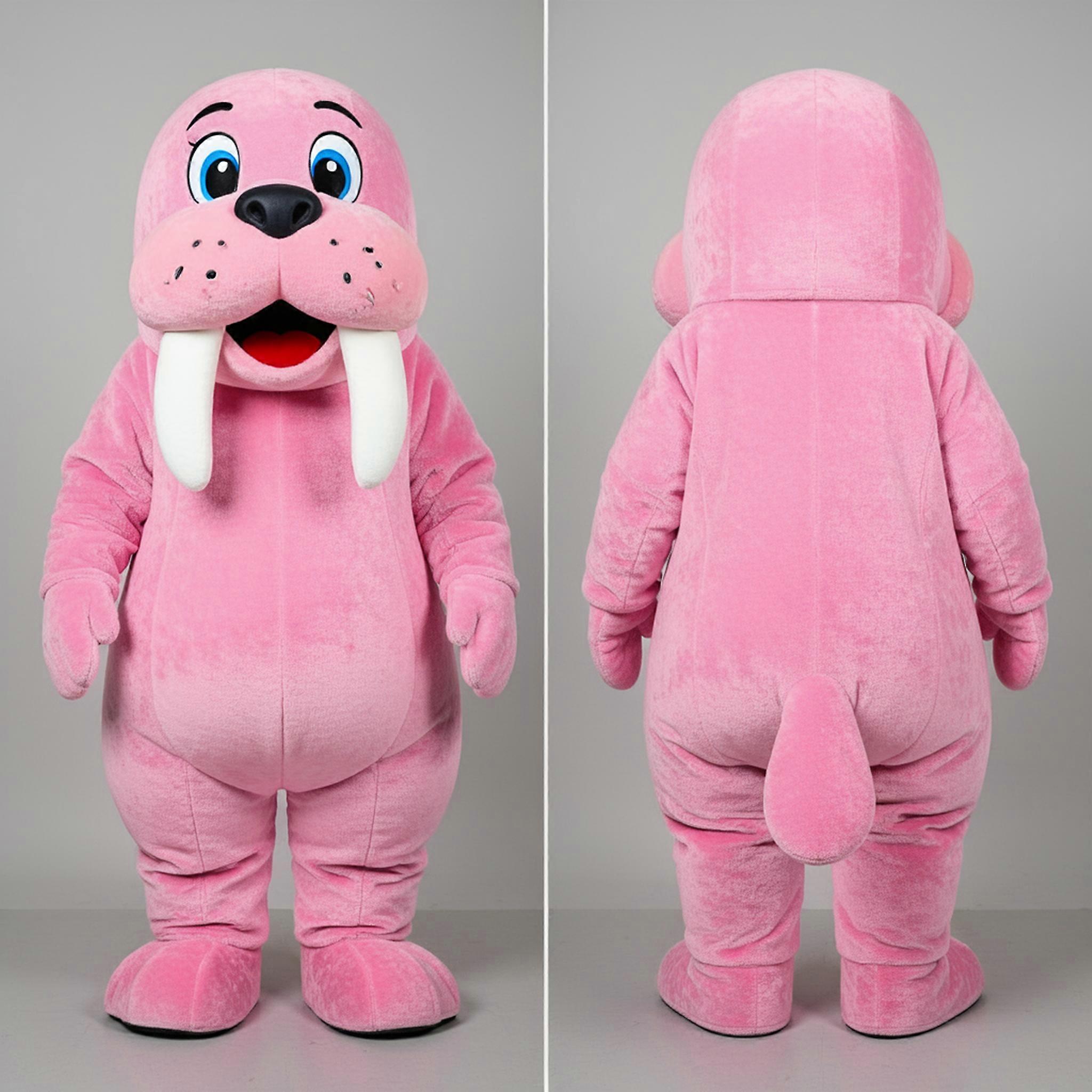 MASTICOT Blush Pink Cartoon Walrus Mascot