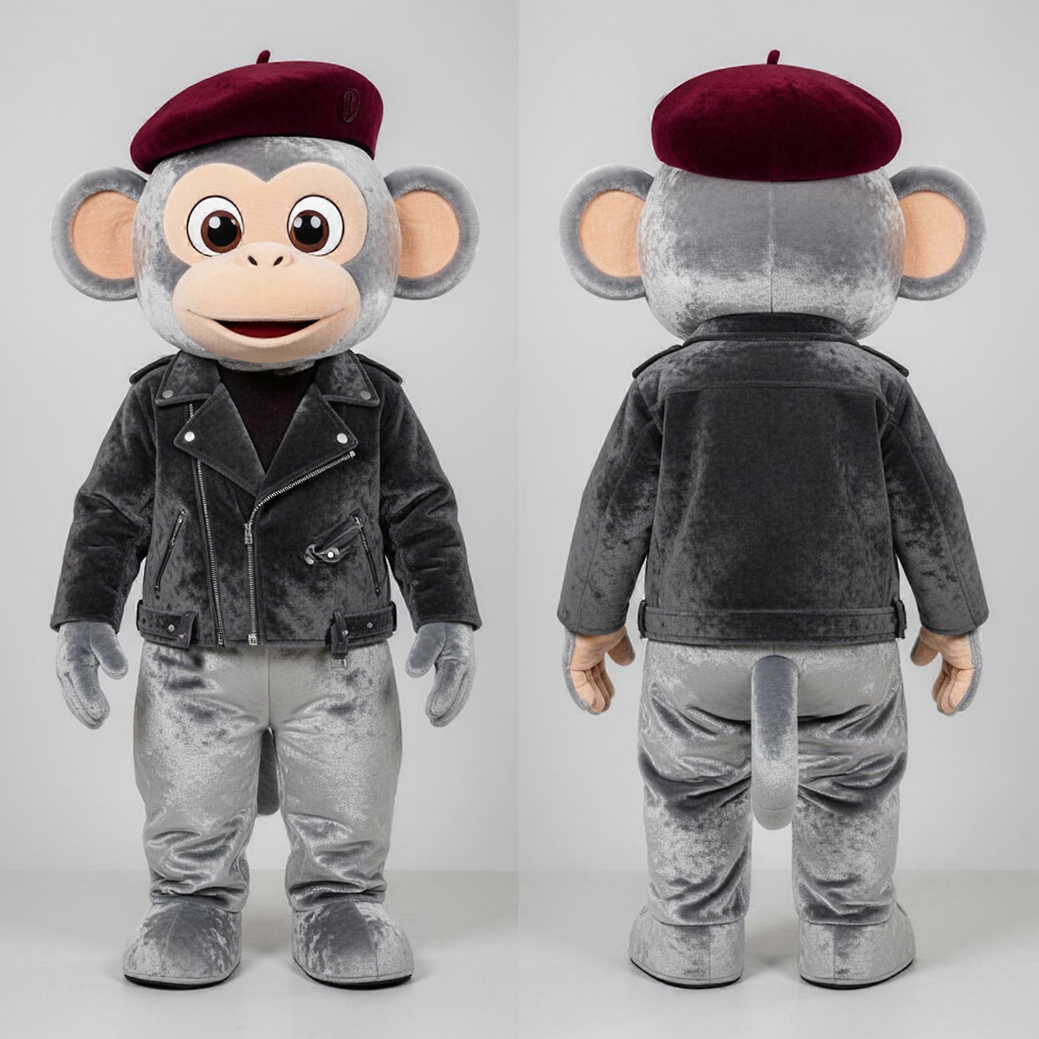 MASTICOT Silver Sleek Cartoon Monkey Mascot