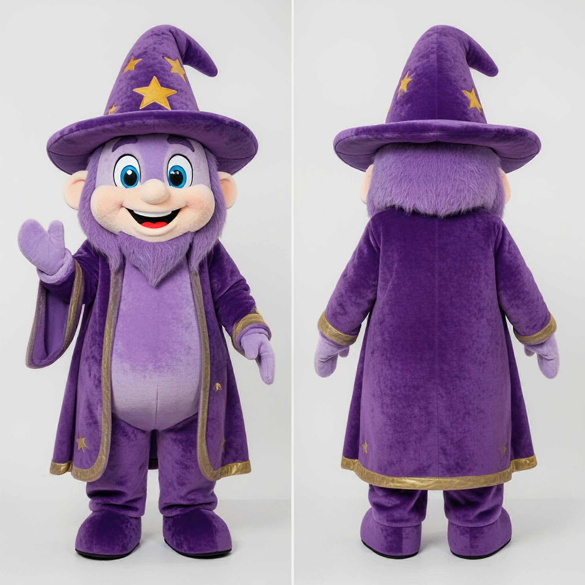 MASTICOT Purple Smiling Wizard Mascot