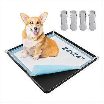 Dog pee pad holder  silicone puppy toilet tray with high sides and 4 training clamps, suitable for puppies up to-SNNGV
