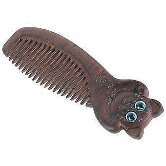 Wood Comb Hair Styling Wide Tooth Comb for Scalp Care 2Pcs Black