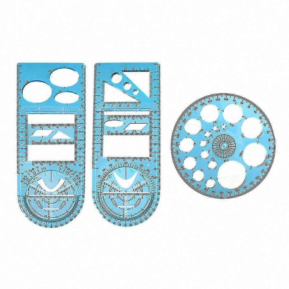 3-Piece Geometric Drawing Ruler Set   Multifunctional Math Geometry Measuring Tools & Templates
