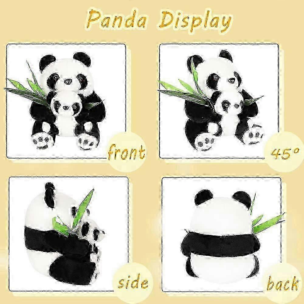 10 Inch Panda Couple Plush with Bamboo