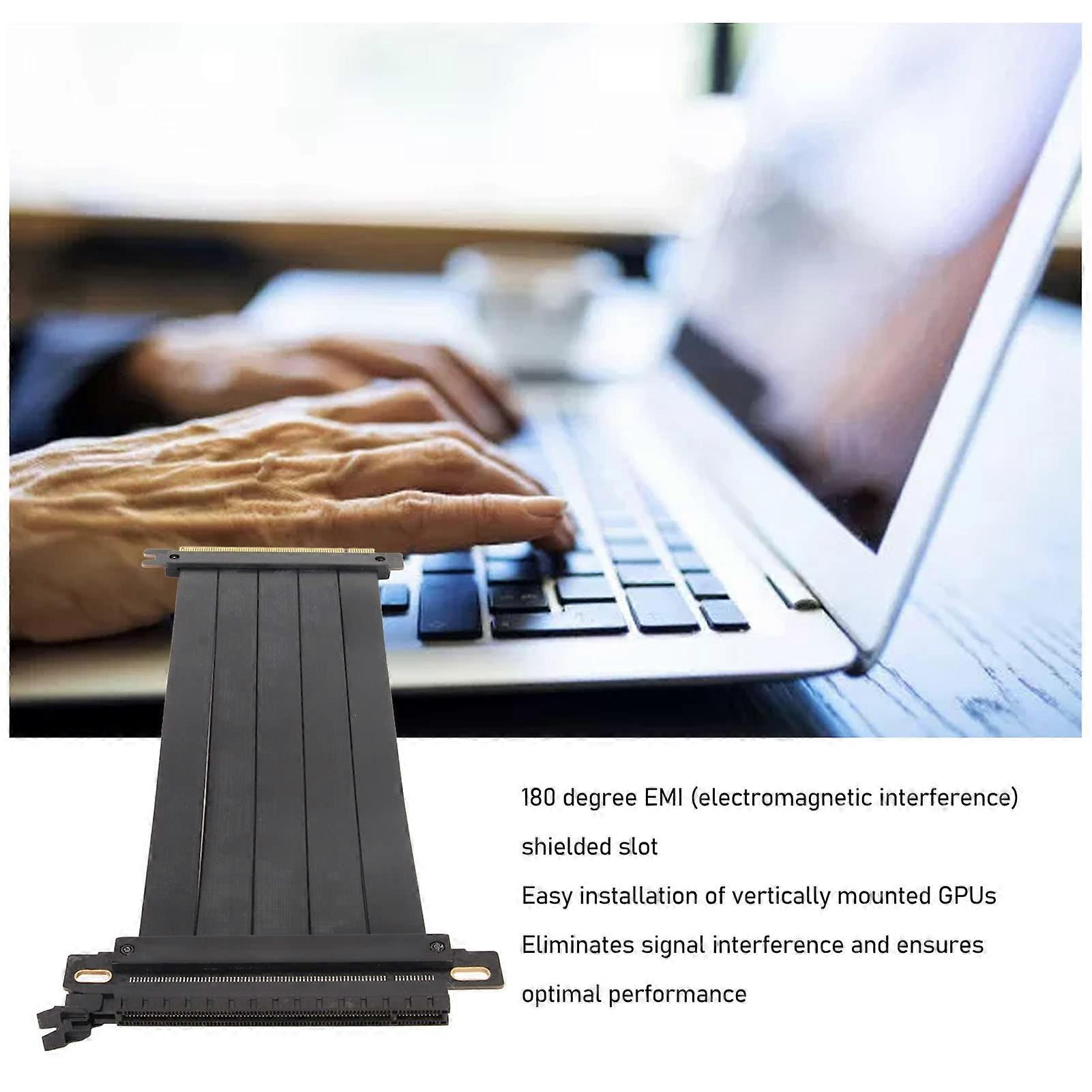 PCIe 4.0 Riser Cable 40cm Vertical GPU Mount Extender, Speed EMI Shielded Flexible Design