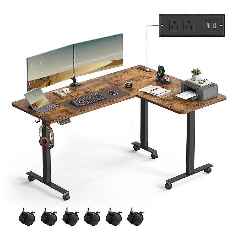 L-Shaped Electric Standing Desk with Power Outlets 47.2"D