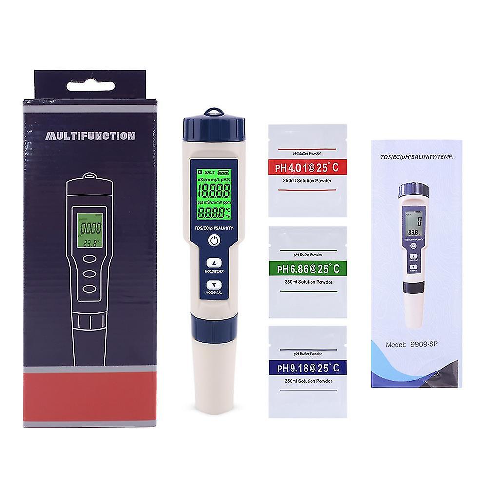 Water Tester, Portable 5-in-1 Function Water Tester Digital Ph/salinity/temperature/tds/ec Meter For Garden Lab