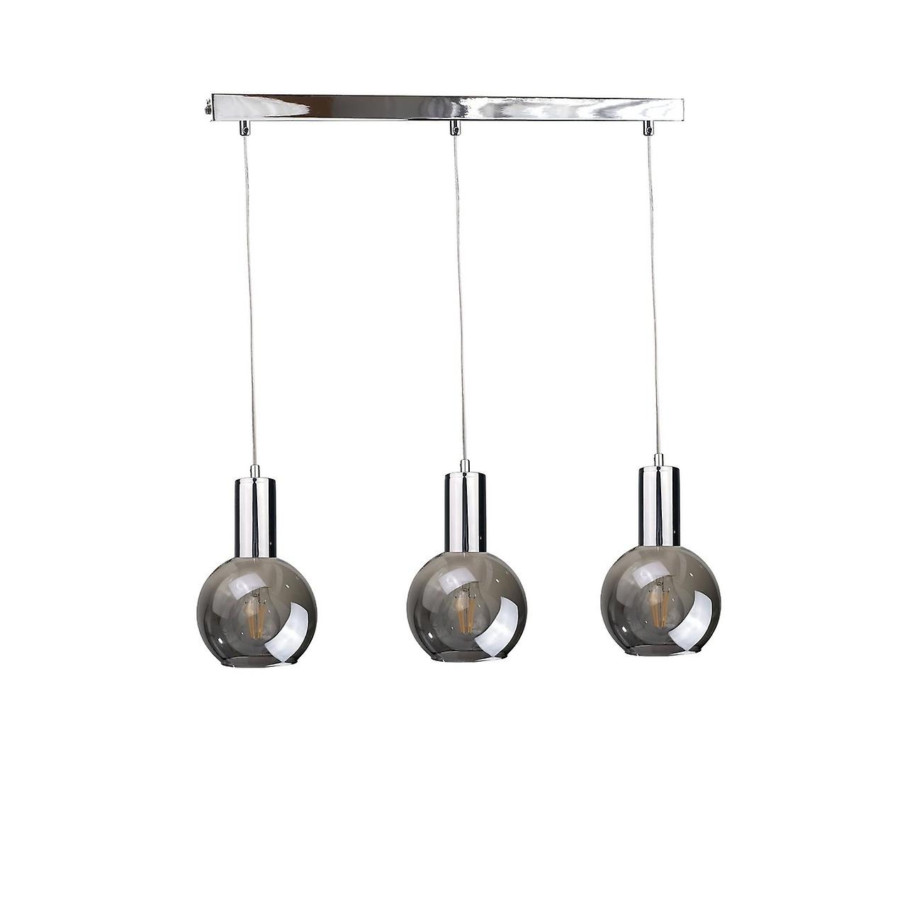 Keter Supra Bar Pendant Ceiling Light Silver, 60cm, 3x E27