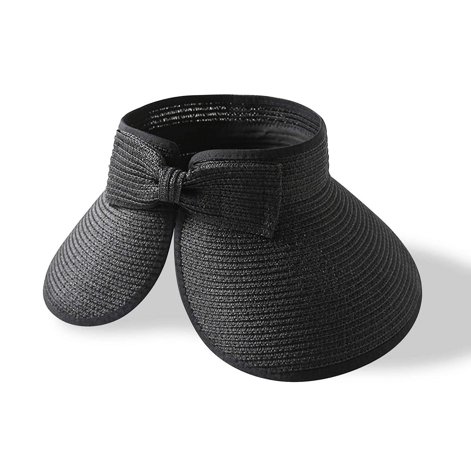 Women's Foldable Summer Hat with Foldable Wide Brim Sun Visor，Black
