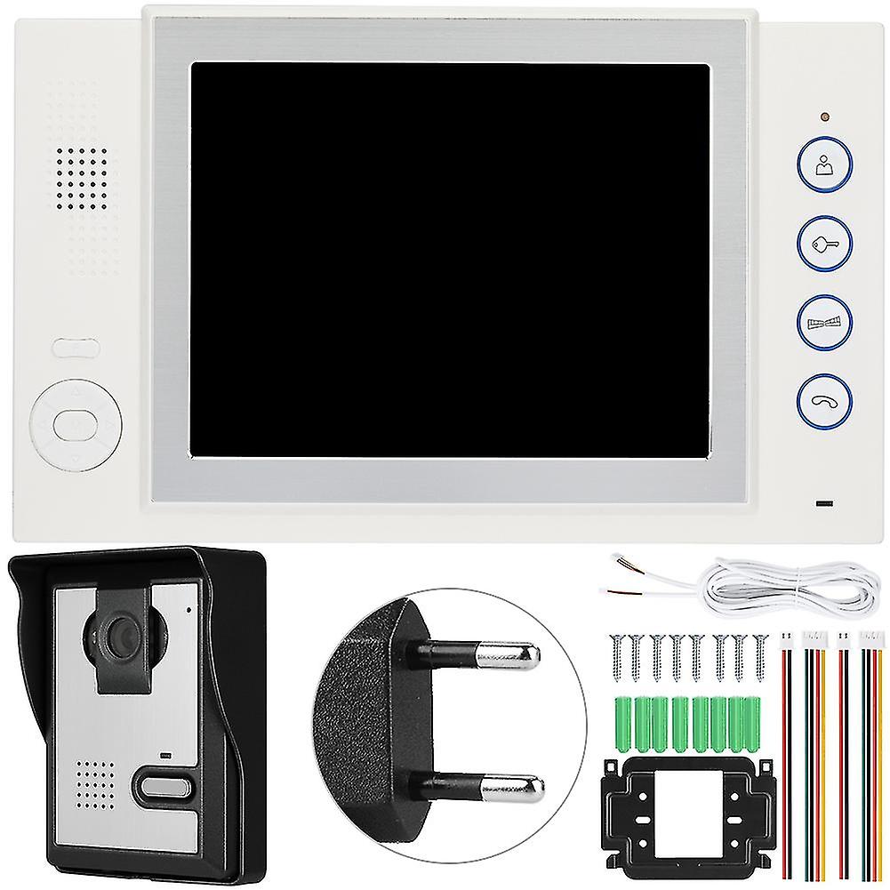 8In Lcd Video Door Phone Wired Intercom Doorbell Kit Security Unlocking System Eu 100-240v