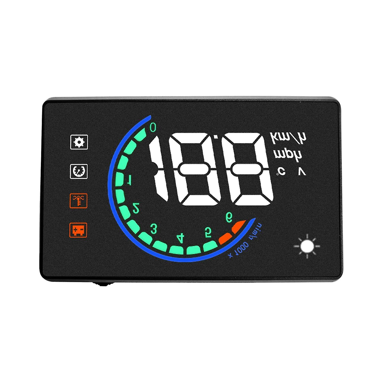 Black Car Hud Display Obd Head Up Display With Speed,overspeed Warning,mileage Measurement,water Temperature,for All Vehicles