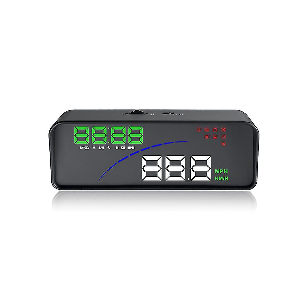 Black Car P9 Hud Head Up Display Obd Smart Digital Meter 2 Display Way Over Speed Warning Alarm Water Temperature Voltage Compatible With Obdii Eobd S