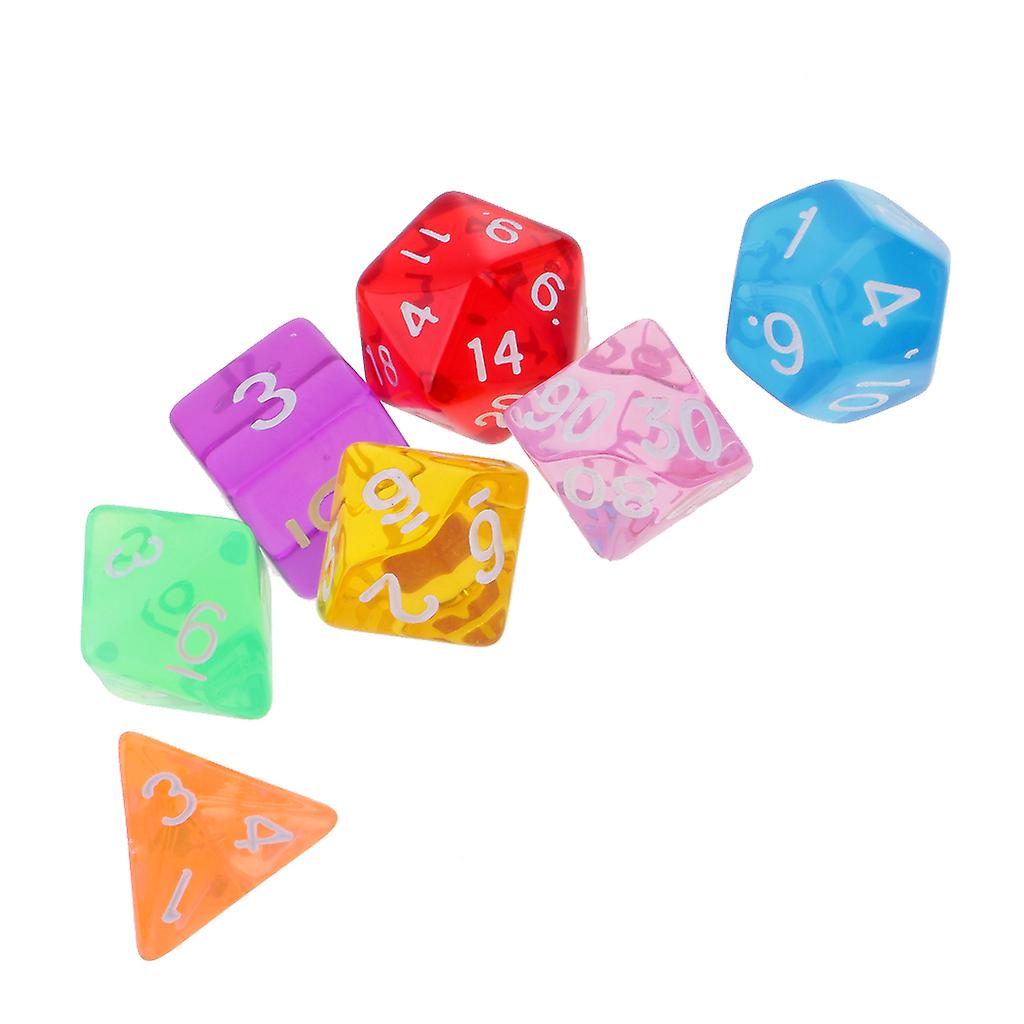 7Piece/Set Multi-color Multi-sided Dice D4 D6 D8 D10 D12 D20 for D&D TRPG 3