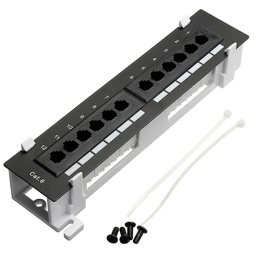 Network Tool Kit 12 Port Cat6 Patch Panel Rj45 Networking Wall Mount Rack With Surface Wall Mount B
