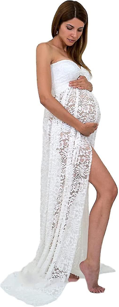 Maternity Off Shoulder Chiffon Gown For Photography Split Front Maxi Pregnancy  S-2xl