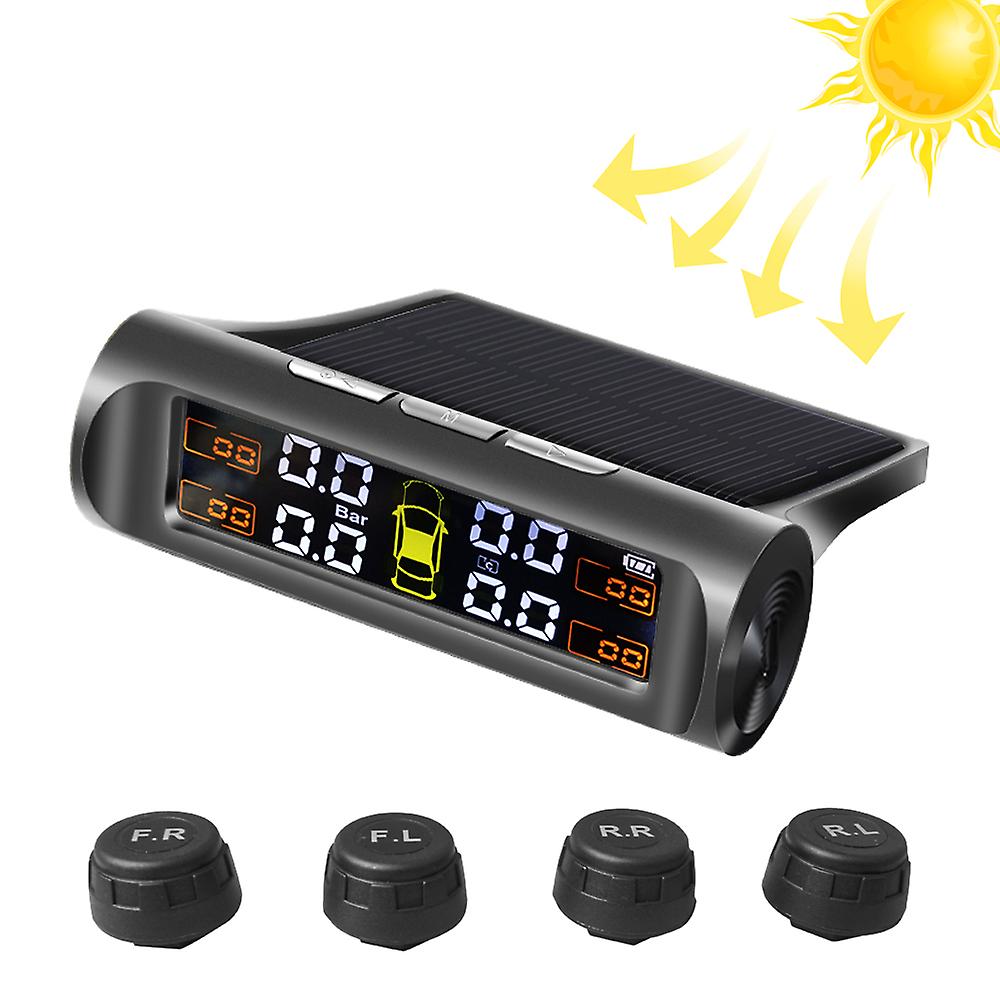 Motorcycle Tpms Tire Pressure Monitoring System Motor Tyre Lcd Display Alarm System With Usb Solar 2 External Sensors Charging