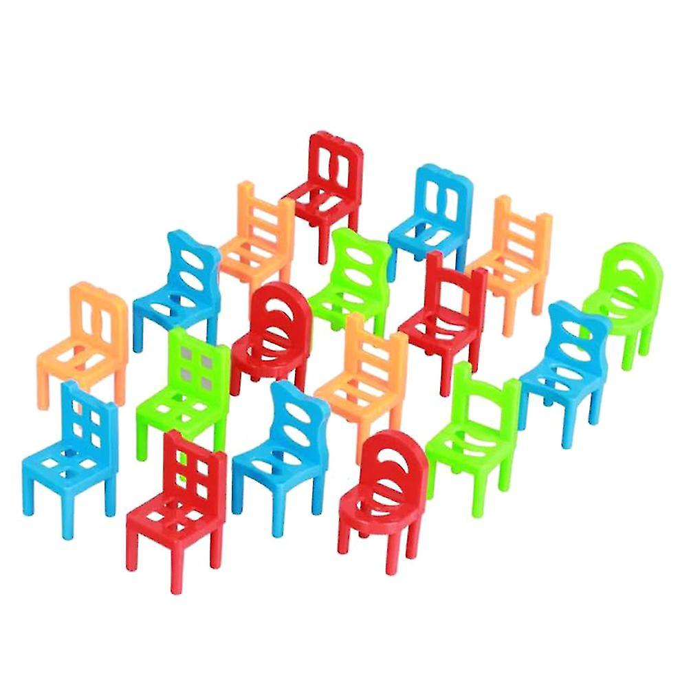 Colorful Plastic Stacking Chairs Game - 18pcs Intelligence Multiplayer Parent-Child Toy Set