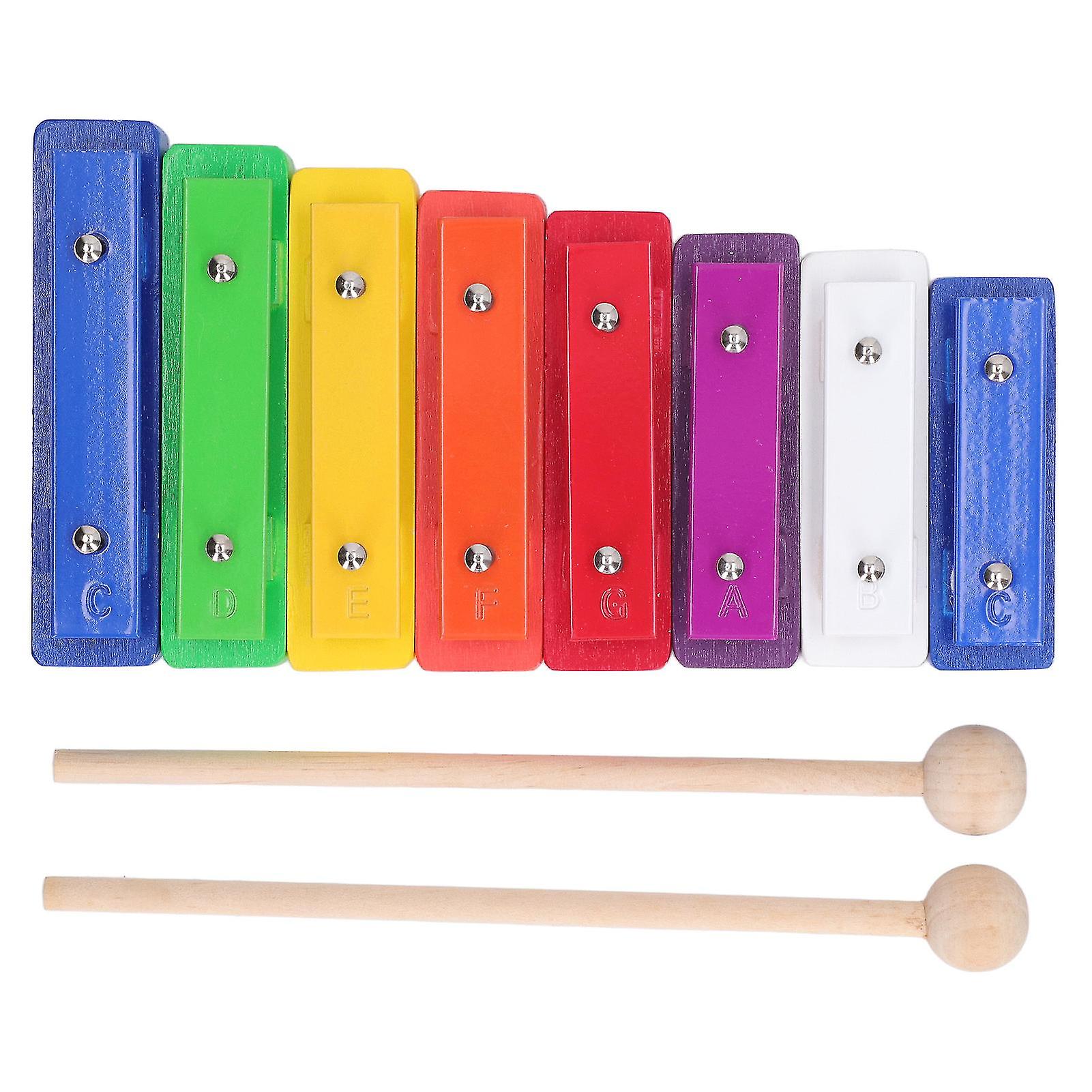 8 Notes Xylophone Colorful Educational Percussion Instrument with 8 Metal Keys 2 Mallets for Preschool Learning
