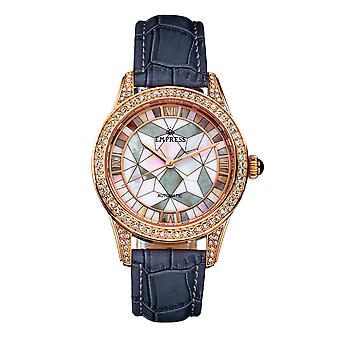 Kaiserin Augusta automatische Mosaik Perlmutt Leder-Band Uhr - Rose Gold/Grau