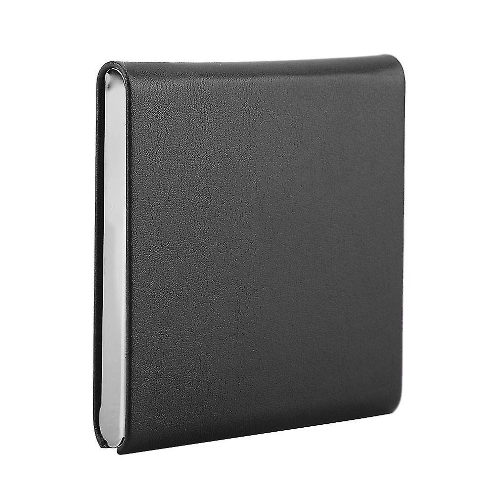 Ultrathin Pocket Carrying Cigarette Box PU Leather Metal Frame 10 Regular Size Black