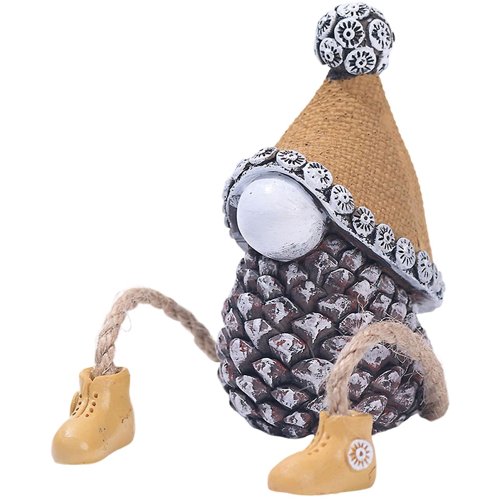 Christmas Gnomes Resin Figurine Vivid Appearance Pine Cone Design Decor For Table Desk Shelf Mantel Decor