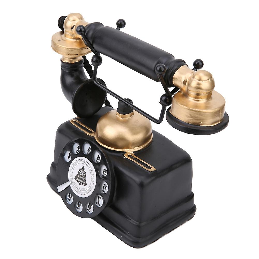 Retro Landline Phone Model, Vintage Rotary Phone with Push Button Dial, Old Fashioned Telephones Model for Home Desk Decor Ornament
